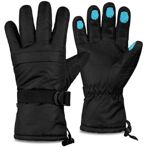 CityComfort Ski Handschuhe Herren Teenager, Touchscreen Thermo Winterhandschuhe Herren mit Fleece-Futter L/XL Sport Geschenke für Männer (Schwarz) von CityComfort