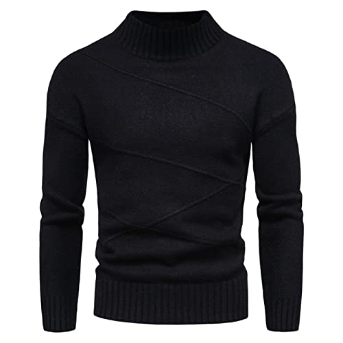 Ckieosh Pullover Für Herren - Herbst Winter Classic Männer Pullover Half Turtle Neck Solid Color Casual Knitted Office Work Sweater Pullover, Schwarz, L (Us) von Ckieosh