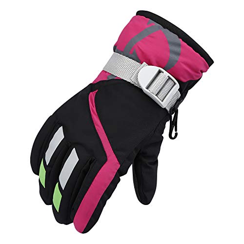 Clacce Skihandschuhe Kinder, Snowboard Handschuhe Schneehandschuhe Winter Fäustlinge für 3-16 Jahre Mädchen und Jungen Skifahren Snowboard Reiten Laufen Wandern (1205#B-Black, 8-12 Years) von Clacce