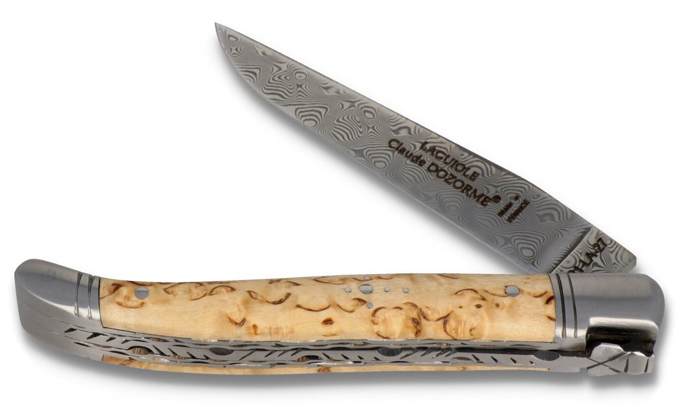 Claude Dozorme Taschenmesser 1.60.140.66MID, Laguiole - Griff 12cm Birke - Doppelplatine - Balbach DSC Damastklinge von Claude Dozorme