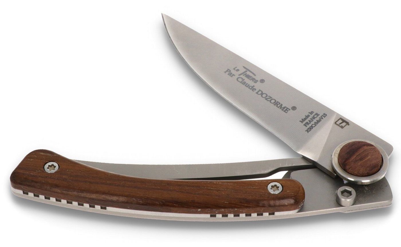 Claude Dozorme Taschenmesser 1.90.142.55, Le Thiers - Griff 10,5 cm Rosenholz - LinerLock - Clip - Stahl matt von Claude Dozorme