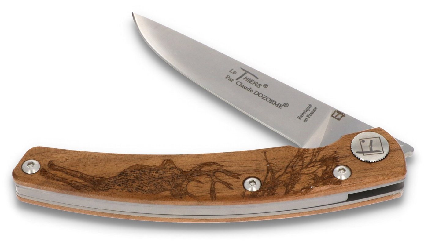 Claude Dozorme Taschenmesser 1.90.171.06CE, Le Thiers "Hirsch" - Griff 12.5 cm Nussbaum - LinerLock - Stahl matt von Claude Dozorme
