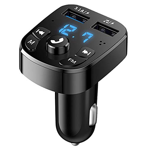 Clenp Autoladegerät, Dual USB Bluetooth 5.0 Empfänger FM Sender Auto MP3 Player Kit Schnellladegerät Schwarz von Clenp