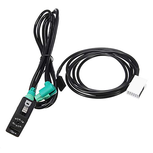 Clenp Aux USB-Schalter Buchse + Kabel, Auto AUX USB-Buchse Schalter Mit Kabel Kompatibel Mit BMW E60 E61 E63 E64 E87 E90 E70 F25 von Clenp