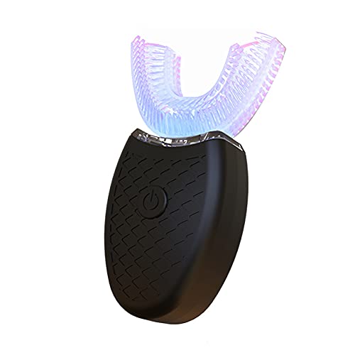 Clenp Elektrische Zahnbürste, Elektrische Zahnbürste U-förmige Ultraschall-Silikon 360 Grad Automatische Blaulicht-Zahnbürste Für Den Heimgebrauch Schwarz 3-7Y von Clenp