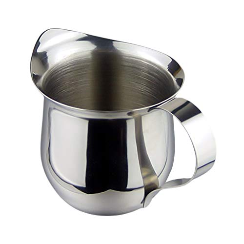 Clenp Kaffeekanne, Cappuccino Kaffeekanne Edelstahl Latte Milchbecher Spitzen Mund Milchshake Tasse Silber 90ML von Clenp