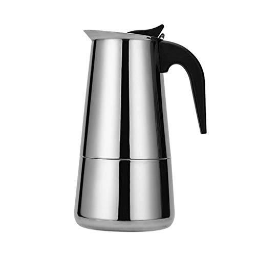 Clenp Kaffeekanne, Multifunktions-Kaffeekanne Aus Edelstahl Mokka Cafe Latte Herd Percolato-r Silber 300 ml von Clenp