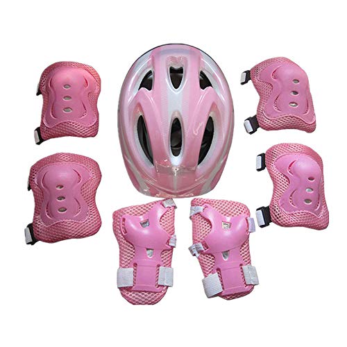 Kinder Rollschuhschutz, Kinder Kinder Rollschuhe Fahrradschutzhelm Knie Ellbogen Handgelenkschutz Pad Set Rosa Einheitsgröße von Clenp