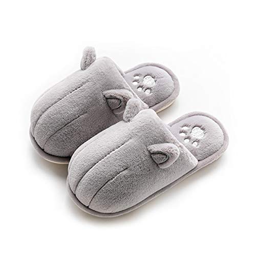 Männer Hausschuhe, Männer Katzen Klaue Stickerei Plüsch Slip On Hausschuhe Herbst Winter Home Warme Schuhe Grau 42-43 von Clenp