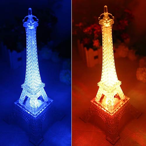 Clenp Niedliches Nachtlicht, 1PC Mini 7 Farbwechsel Eiffelturm LED Nachtlicht Lampe Romatisches Schlafzimmer dekor von Clenp