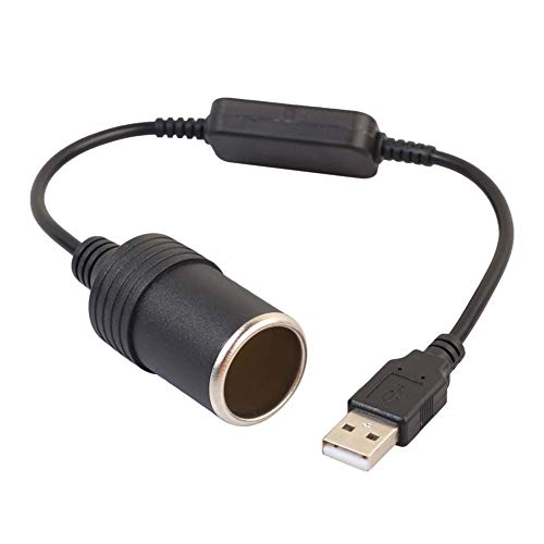 Clenp USB-zu-Auto-Cigarett-e-Feuerzeugkabel, USB-Stecker 5V Bis 12V Auto-Cigarett-e-Feuerzeug-Power-Buchse Adapterkabel Schwarz von Clenp