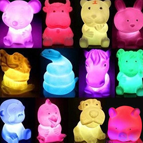 Niedliche Nachtlicht, 1 stück Niedlichen chinesischen Tierkreis Tierförmige LED blinkende Farbe, die Dekor Nachtlicht blinkt Schwein von Clenp
