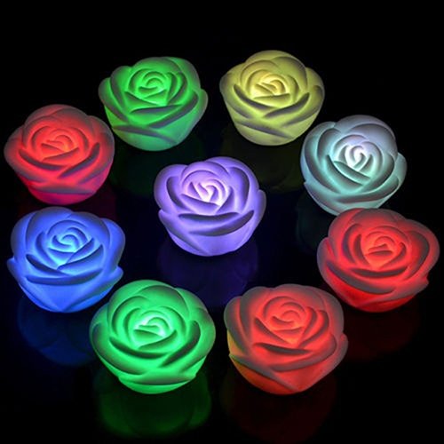 Niedliches Nachtlicht, 1PC 7 Farben Rose Blume LED Nachtlicht Schlafzimmer Geschenk Romantische kleine Nacht Lampe von Clenp