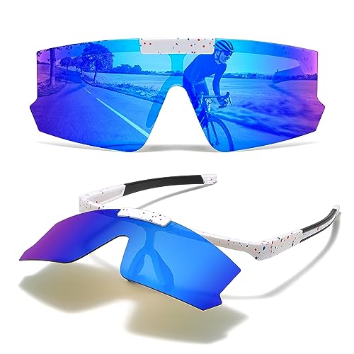 Cleoxyge Verspiegelt Polarisierte Fahrradbrille-Herren-Damen Schnelle Brille,UV400 Schutz Outdoor Sportbrille für Angeln Skibrille MTB Ski Snowboard Brille von Cleoxyge