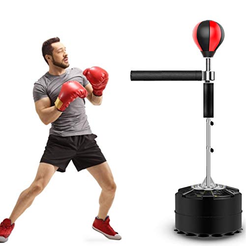 Clevoers Punchingball mit Drehbarer Stange, Standboxsack Boxsack mit 360° Reflex Bar für Einsatz im Fitness-Studio sowie zu Hause, Höhenverstellbar Sandsäcke Punchingbälle 145-165cm von Clevoers