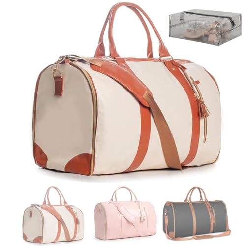 Faltbare Anzug-Gepäcktasche mit hoher Kapazität, 2024 Neue Lucshy-Reisetasche, Faltbare Gepäcktasche, Kleider-Seesäcke für die Reise (Beige) von Clgorm