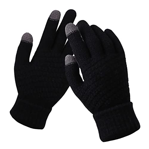 Winter warme Strickhandschuhe mit Fleece-Verdickung Mode Outdoor-Fahrradhandschuhe EBg484 (Black, One Size) von Clicitina