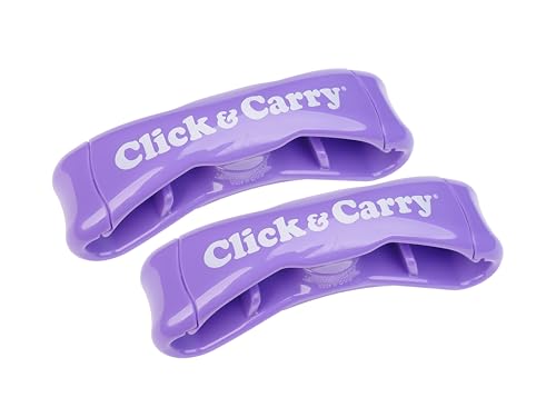 Click & Carry Einkaufstasche aus Shark Tank mit weichem gepolstertem Griff (lila, 2er-Pack),freihändige Einkaufstasche,Plastiktütenhalter,Sportausrüstung Träger,Klicken und Tragen mit Leichtigkeit von Click & Carry