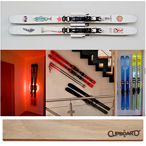 Clipboart® Standard Wandhalterung Eiche für alle Ski horizontal vertikal diagonal Halterung Wandhalter Wandmontage Freerideski Tourenski Carvingski Wand Clipboard von Clipboart