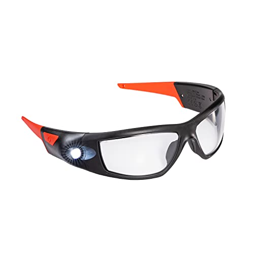 Coast SPG500 Wiederaufladbare LED-Sicherheitsbrille mit Beleuchtung, Bulls-Eye Spot-Strahl, ANSI Z87 Standard, 2 Kratzfeste Gläser (Klar, Gelb) inklusive, UV-Schutz, inkl. Schutzetui (Schwarz/Rot) von Coast