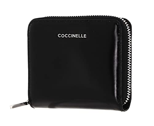 COCCINELLE Metallic Shiny Leather Zip Around Wallet Noir von Coccinelle