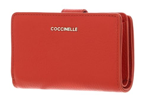 Coccinelle Metallic Soft Mini Wallet Grained Leather Tangerine von Coccinelle