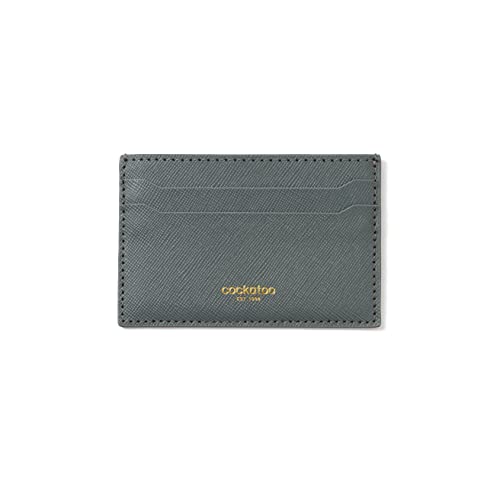 Cockatoo Kartenetui aus Saffiano-Leder – minimalistische Kreditkarten-Brieftasche – schlanke Vordertasche für Damen und Herren, Grau, Minimalistisch von Cockatoo