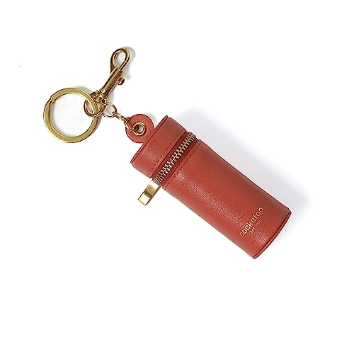 Cockatoo Nappa Leaeher Lippenstift-Etui mit Reißverschluss, mit Schlüsselring, Chapstick-Halter, Schlüsselanhänger, Orange Rost, Modern von Cockatoo