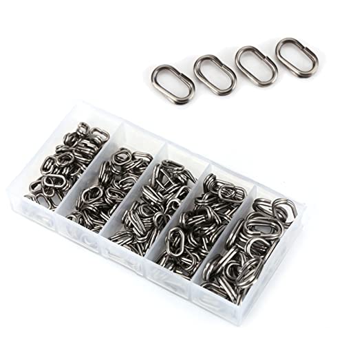 Cocoarm 100 Stücke Angeln Oval Split Ringe Snap Ring Sprengringe Spaltringe aus Edelstahl Angelköder Ringkette Verbindungsstück Fischköder Stecker Angelgerät Angelköder Tackle Connector(10 * 19mm) von Cocoarm