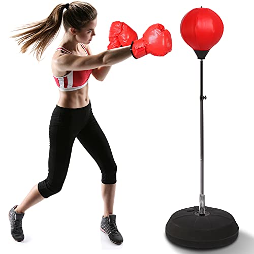 Punchingball Set Standboxsack Erwachsene, 125-140cm Höhenverstellbarer Standbox Trainer Standboxsack mit Pumpe für Erwachsene Kinder, Standboxball Freistehend für Karate von Cocoarm