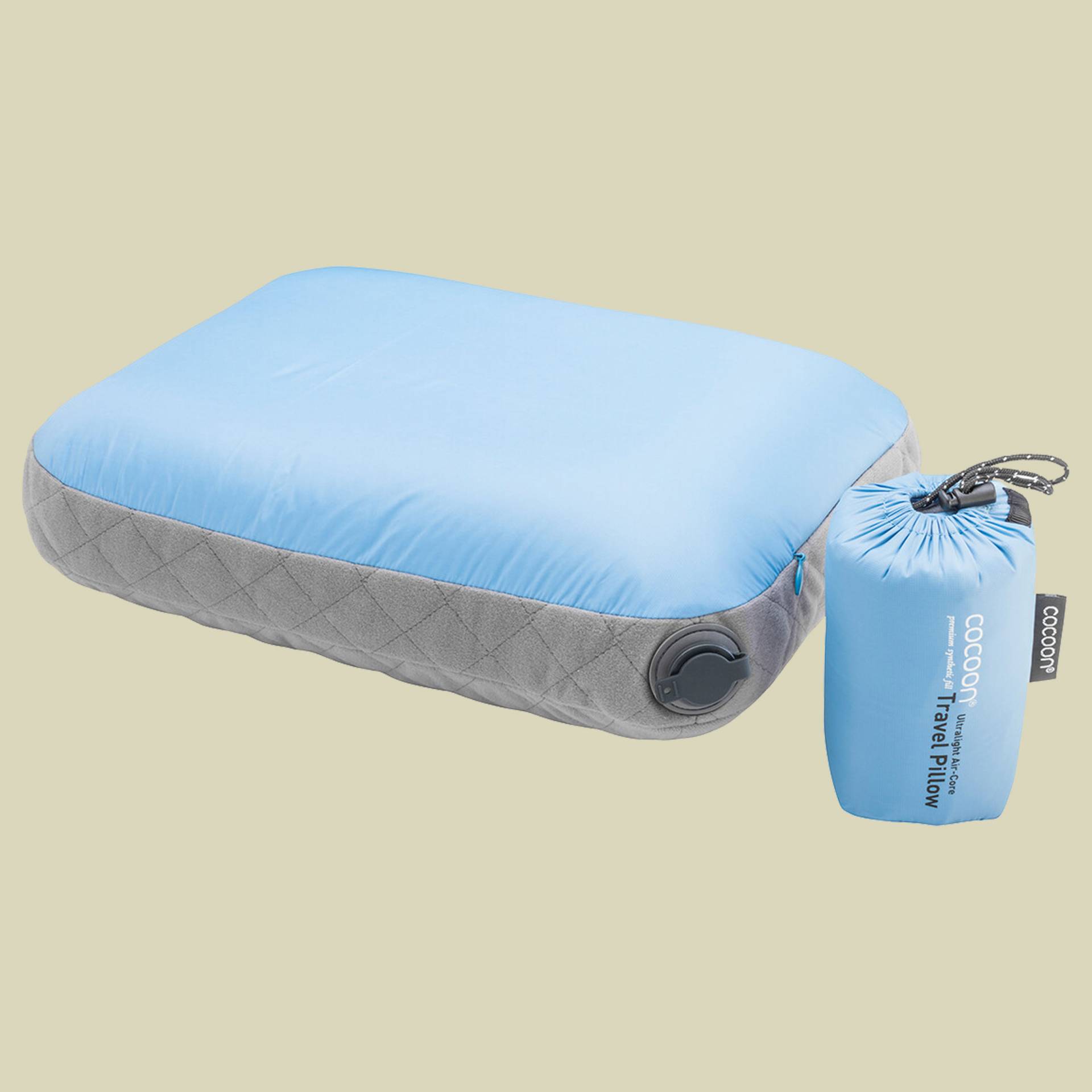 Cocoon Air-Core Pillow Ultralight Reisekissen Größe 28 cm x 38 cm light blue/grey von Cocoon