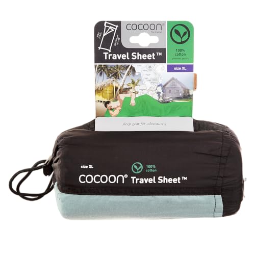 Cocoon Travelsheet Reisedecke, Baumwolle, Kaktusblau, 238 x 117 cm von Cocoon
