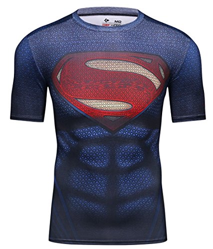 Cody Lundin Bedrucktes T-Shirt, Herren, Heldendesign, Fitnessshirt, mehrfarbig, Blue Super Hero von Cody Lundin