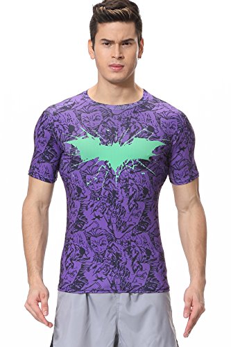 Cody Lundin Bedrucktes T-Shirt, Herren, Heldendesign, Fitnessshirt, mehrfarbig, Purple Bat Hero von Cody Lundin