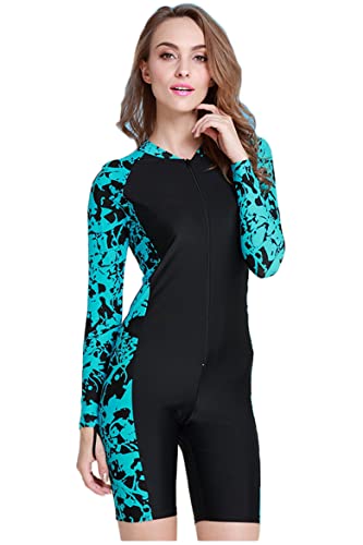 Damen Schwimmanzug Lang UV-Anzug UPF>50 Schutzkleidung Sunsuit Ganzk?rperansicht Badeanzug, - Blau-1 - XL von Cokar