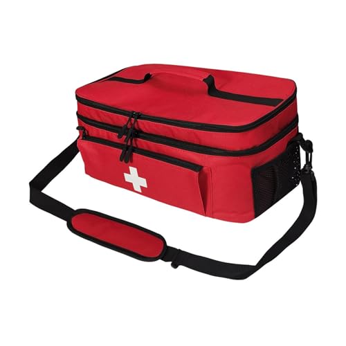 Colcolo Erste-Hilfe-Tasche, Aufbewahrungstasche, Abnehmbarer Riemen, rot, Organizer für Notfall-Kits, Flaschen-Organizer für Zuhause, Büro, von Colcolo