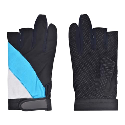 Colcolo Handschuhe mit 3 Schnittfingern, Fingerschutz, 3 Fingerlose, atmungsaktive Damen- und Herrenhandschuhe für Erwachsene, verstellbare Fäustlinge für, Himmelblau von Colcolo