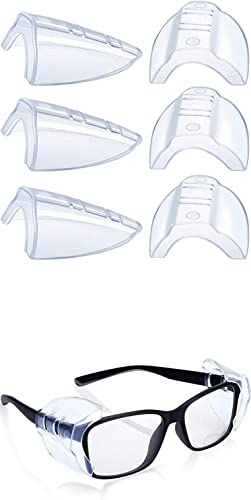 Colexy Brille Seitenschutz, 3 Paar Transparenter Schutzbrillen Seitenschutz, Flexibler Aufsteckschutz für Schutzbrillen, Sicherheit Auge Brillen Seitenschutz für Kleine bis Mittlere Brillen von Colexy