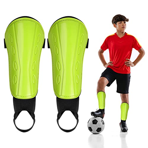 Kinder Schienbeinschoner Fußball Mit Knöchel Fussball Jugend Jungen Mädchen, Atmungsaktiv Fußball Shin Guards, Kind Kissenschutz Reduziert Stöße Verletzungen Wadenschutzausrüstung (M, Grün) von Colexy