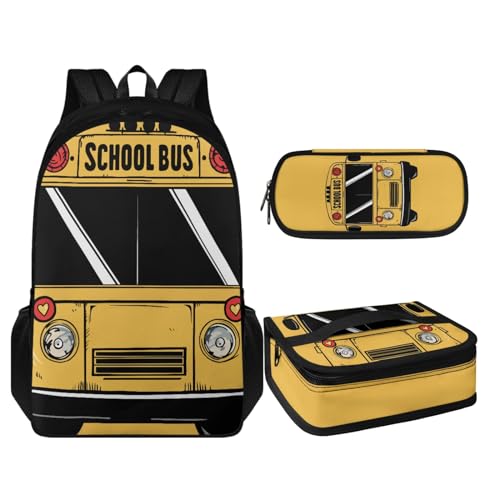 Coloranimal 3-teiliges Rucksack-Set, 1 Schultasche, 1 Lunchbox, 1 Federmäppchen, Schulbus, Schulranzen-Set von Coloranimal