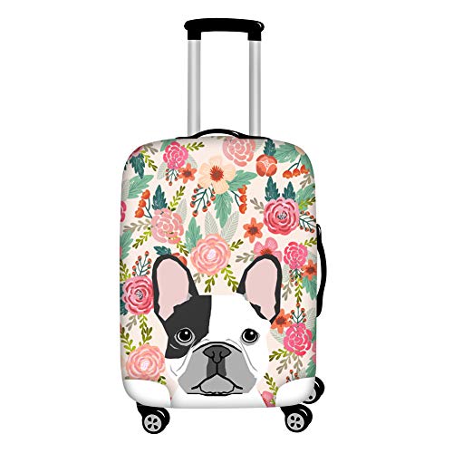 Coloranimal Reisegepäck Koffer Schutzabdeckungen Taschen für 45,7-76,2 cm Kofferraum Fall, Französische Bulldogge mit Blumenmuster, M (22"-26" cover), Regenschutz von Coloranimal