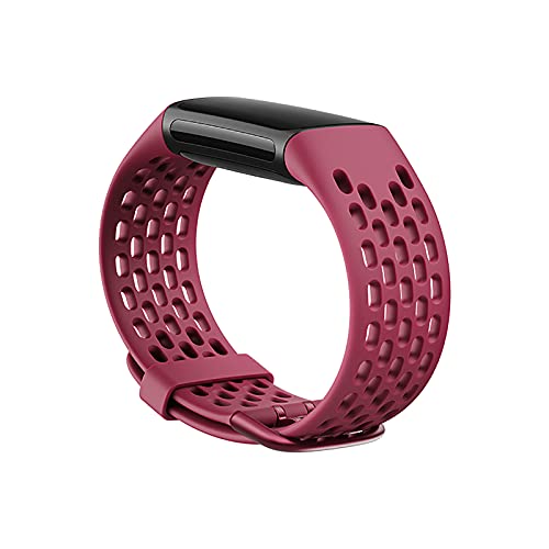 Colorful Uhrenarmband Für Fitbit Charge 5 Smartwatch Replacement Band - 130-220MM - Aushöhlen Schnalle Sport Silikon Ersatzarmband Watch Strap Bracelet Belt (Red) von Colorful Elektronik