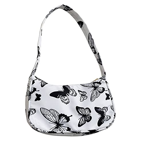 Colorful Damen Mode Leopard Schultertasche, Nylon Umhängetasche Reißverschluss Handtaschen Crossbody Bag für Reisen, Einkaufen (Schmetterling) von Colorful Home Tool