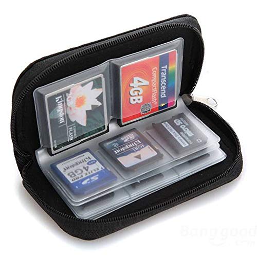 Colorful Speicherkarten-Tasche, Speicherkarten Aufbewahrung Tasche Schutzhüllen mit Reißverschluss 18 Schlitze für SD SDHC MMC CF Micro SD Karten,Schwarz von Colorful