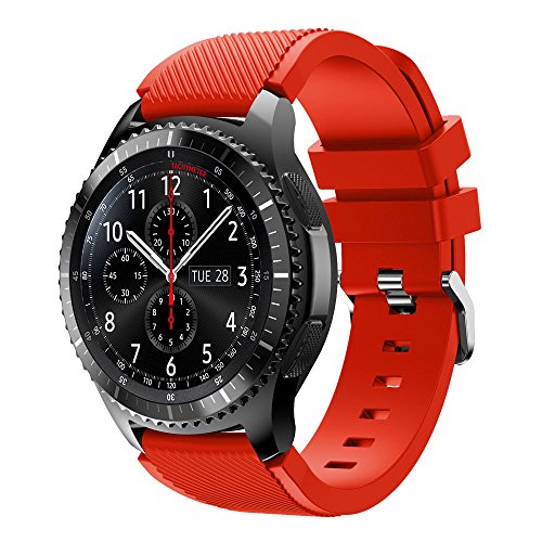 Colorful Ersatz-Armband für Samsung Gear S3 Frontier Sport Silikon Ersatzarmband Uhrenarmband Replacement Wechselarmband Watch Band für Samsung Gear S3 Frontier,Rot von Colorful