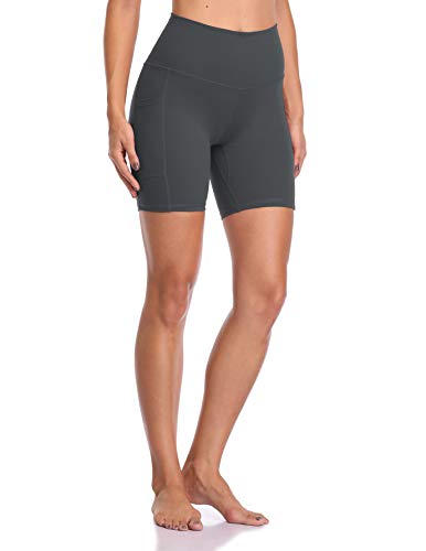 Colorfulkoala Women's High Waisted Biker Shorts mit Taschen 6" Inseam Workout & Yoga Tights (XS, Gray) von Colorfulkoala