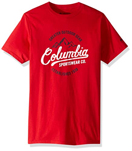 Columbia Apparel Graphic Herren-T-Shirt, Mountain Red/Volt, Größe M von Columbia