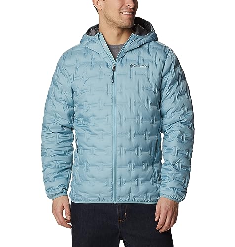 Columbia Delta Ridge Down Hooded Jacket, Daunenjacke mit Kapuze für Herren, Stone Blue, Größe L von Columbia