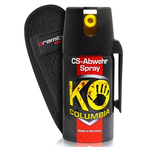 Columbia KO CS hochdosiertes Abwehrspray mit Tragetasche - Sicheres Gefühl unterwegs - Made in Germany - 80g Reizstoff CS effektives Verteidigungsspray - bis zu 1-1,5 m Reichweite (1er Set) von Columbia