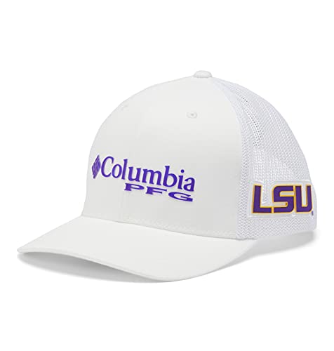Columbia NCAA Herren Collegiate PFG Mesh Snap Back Ball Cap, Herren, Collegiate PFG Mesh Snap Back Ball Cap, LSU - Weiß, Einheitsgröße von Columbia